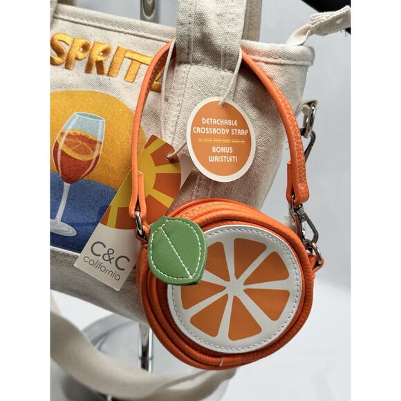 C&C California Aperol Spritz Tote Bag Purse Orange Slice Pouch Beach Vacation - Picture 3 of 11